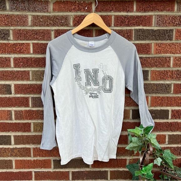 In N Out Burger Cream and Light Gray University Baseball Tee - Picture 1 of 5
